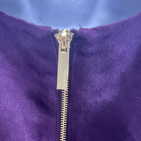 Calvin Klein Elegant Faux Suede Aubergine Princess Seam Sheath Dress size 10 - Picture 7 of 12